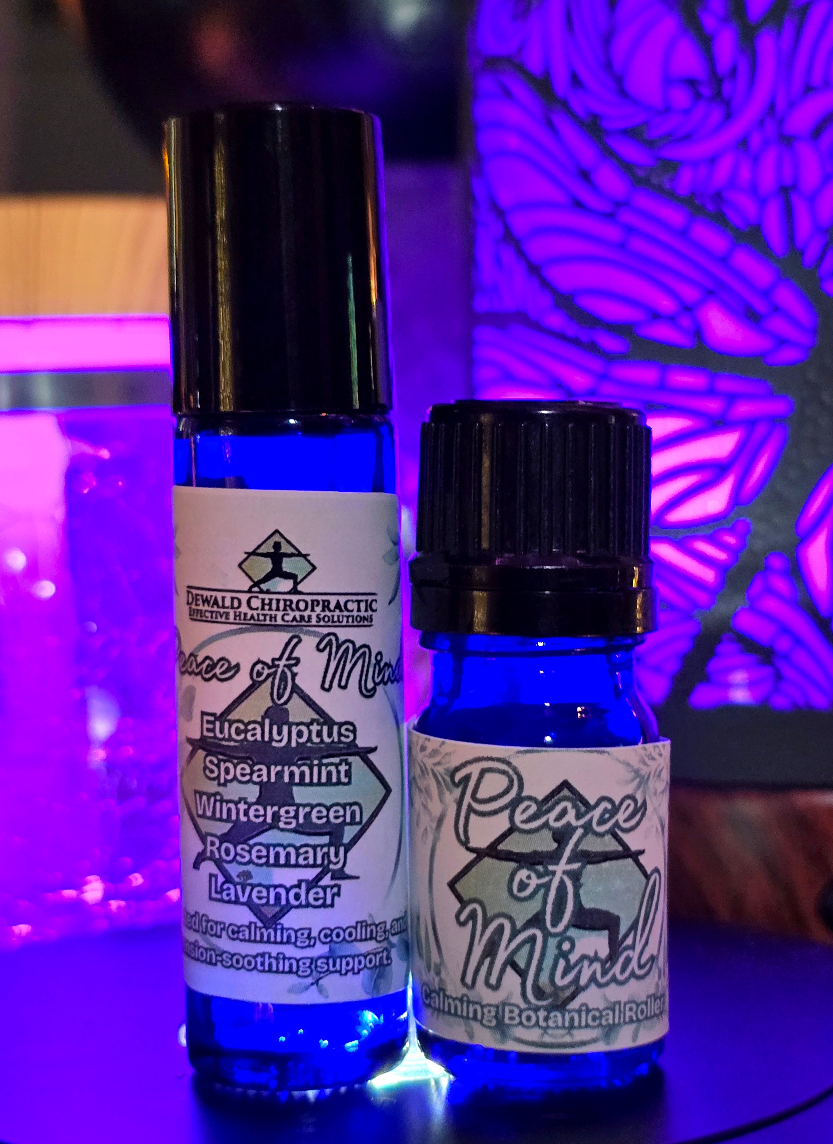 Peace of Mind functional oil blend perfume roller and 5ml pure oil bottle for head and sinus support