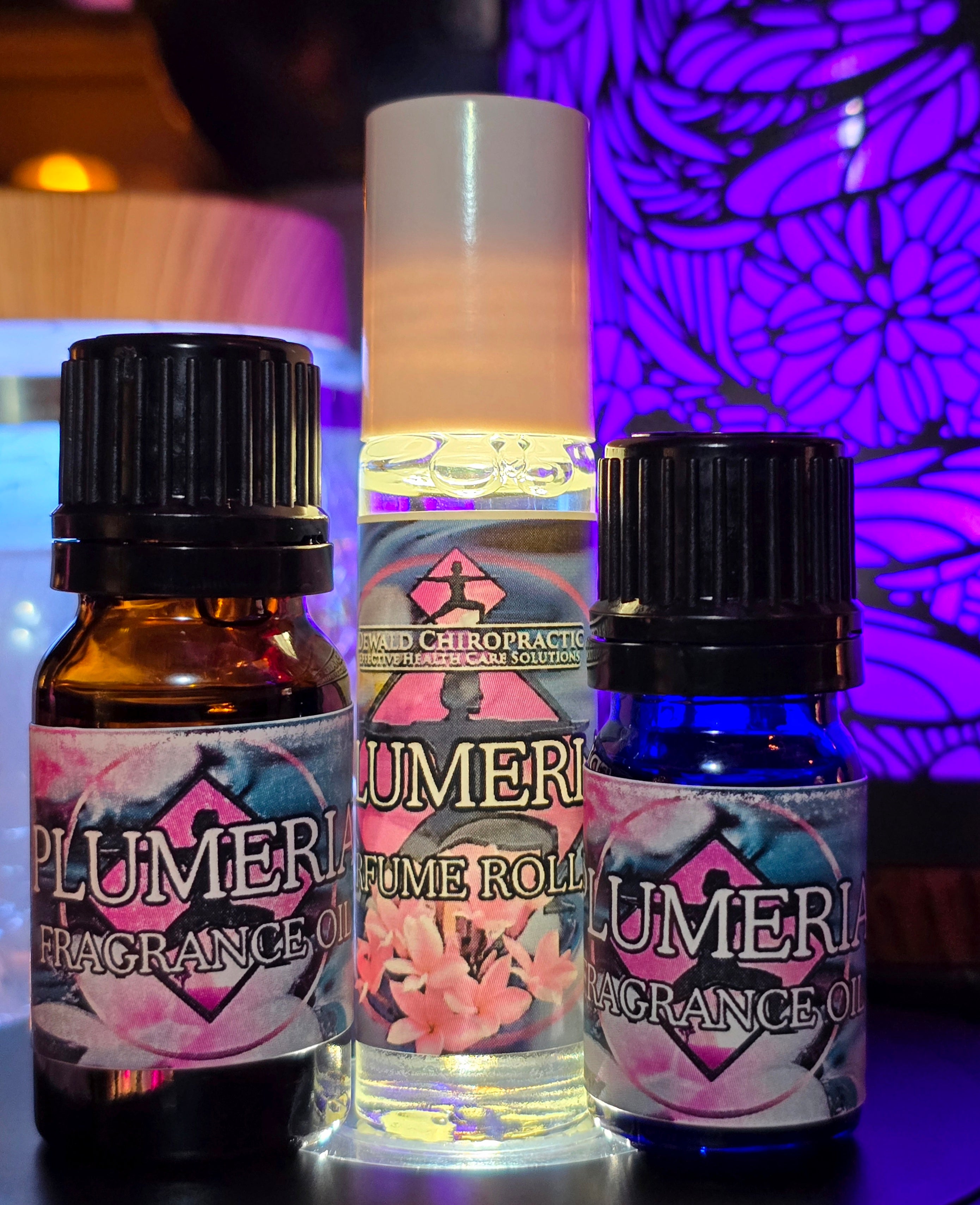 Plumeria Fragrance Oil 5ml 10ml and perfume roller Dewald Chiropractic Spa