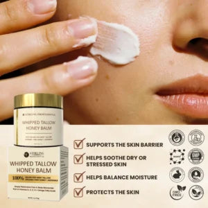 Woman applying Stirling Professional Whipped Tallow Honey Balm to her face